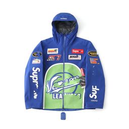 thumbnail for Cross-border differentiation Suprx V Leathe co-branded casual logo appliqué waterproof zip jacket jacket