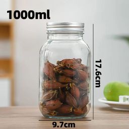 thumbnail for Glosser 16oz Mason Bottle Honey Bottle Square Clear Glass Jar Glass Jar Kitchen Glass Sealed Jar