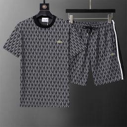 thumbnail for High Quality Short Sleeve Suit Crewneck Suit Classic, Lettered All-Over Printed Cotton Suit Unisex