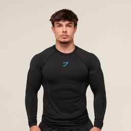 thumbnail for GYMSHARK ONYX Men's Long Sleeve Sports Fitness Quick Drying Breathable Stretch Crew Neck Short Sleeve Tight Training Suit