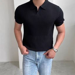 thumbnail for Summer Light Mature Short-sleeved POLO Sugiyama Men's Korean-style Slim-fit Lar Solid Color Casual Thin Half-sleeved Trendy Elegant Top