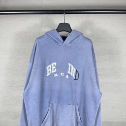 thumbnail for Cruise 2025 new Paris B family unisex graffiti toothbrush embroidered ready-to-wear worn-out frayed hooded sweatshirt