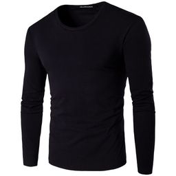 thumbnail for Foreign Trade Autumn and Winter New Solid Color Men's Long Sleeve T-Shirt Round Neck Slim Cotton Base Shirt Top Student Autumn Clothes Net