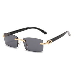 thumbnail for 2021 New Boxed Rimless Sunglasses European and American Trend Horn Slitted Glasses Distinctive Jelly Color Sunglasses for Women