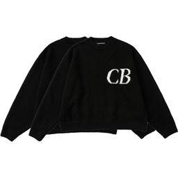 thumbnail for High version Cole Buxton niche simple letter CB jacquard female couple with loose round neck sweater