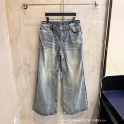 thumbnail for 25SS new back hem cut process denim pants unisex loose pants