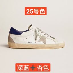 thumbnail for GG Genuine Leather Star new flat inward-height increase men's and women's casual white shoes, Korean retro dirty shoes, cross-border stock