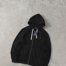 thumbnail for High-Quality Cross-Border Export Eight-Color Rl Fleece Embroidered Logo Hooded Zipper Jacket Sweatshirt for Men and Women