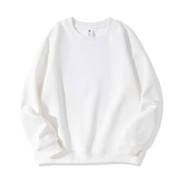 thumbnail for Live Broadcast Autumn Chinese Cotton 320g Slightly Dropped Shoulder Round Neck Sweatshirt Pure Color Casual Sports Long Sleeves Can Be Printed, Ironed and Embroidered