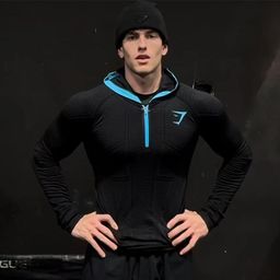 thumbnail for Gym Autumn Men's Fitness Long Sleeve Classic Superhero Quick Dry Stretch Hoodie Half Zipper T-Shirt Top Men