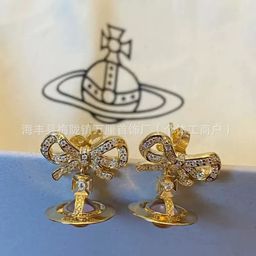 thumbnail for Queen Mother of the West high version sugar cube glass Saturn earrings, Vivian planet pins, stud earrings, light luxury niche design