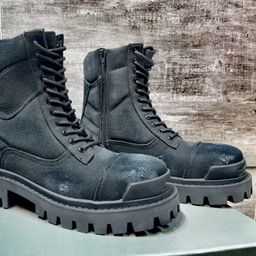 thumbnail for Fall-Winter 2024 Round Toe Medium Tube Viscose Shoes Spot Big Toe Men's Head Layer Cowhide Men's Booties Martin Boots