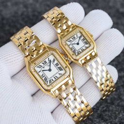 thumbnail for Foreign Trade Cross-Border Women's Watch Classic Retro Square Diamond-Studded Roman Leopard Couple Watch Men's Santos Steel Band