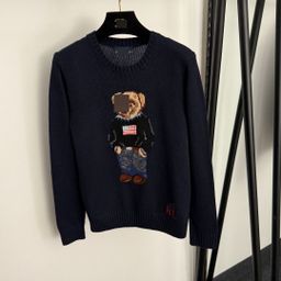 thumbnail for New humanoid handsome bear jacquard pattern wool blend long-sleeved pullover knitted autumn and winter base shirt