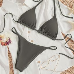 thumbnail for Amazon Lace-Up Bikini Swimsuit for Women 2026 New European and American Sexy Beach Bikini Hot Spring Swimwear