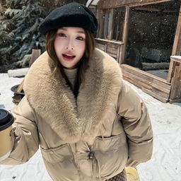 thumbnail for 2025 Large Wool Lapel Korean Cotton Clothes Women's Fashion New Short Winter Bread Jacket Thickened Jacket Jacket