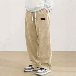 thumbnail for 2026 Autumn European Size Men's Corduroy Wide-Leg Pants, Loose Straight Casual Pants, Cross-border In-Stock, One-Piece Dropshipping