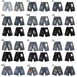 thumbnail for Cross-Border European and American Trendy Brand Purple Full-Print Rhinestone Casual Washed Denim Shorts Unisex High Street Straight-Leg Knee-Length Shorts
