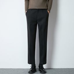 thumbnail for Tweed pants, men's Korean version of spring and autumn, new cropped trousers, men's slim drape, suit pants, casual pants