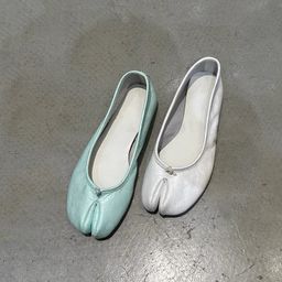 thumbnail for Spot sheepskin version ~ soft surface soft bottom pig's foot tabi women's shoes leather ballerina Mary Jane shoes single shoes women's flat soles