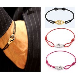 thumbnail for DIY hand-woven telescopic color bracelet for men and women transfer red rope upgraded version carved titanium steel handcuff bracelet tide