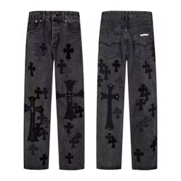 thumbnail for High-End Trendy Brand Ch Cross Patchwork Heavy-Duty High Street Patchwork Denim Jeans Casual Unisex Foreign Trade