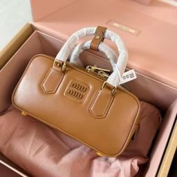 thumbnail for MIU leather Boston bag tote bag bowling bag shoulder crossbody bag women's bag clutch bag women's sense of luxury