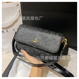 thumbnail for Bag Women's 2024 New Fashionable Fashion Retro Printed Small Square Bag Casual Wide Shoulder Strap Shoulder Crossbody Bag