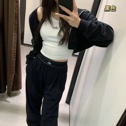 thumbnail for ALO explosive loose drape versatile slimming straight quick-drying slacks women's reflective letter casual sweatpants