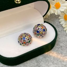 thumbnail for Vintage Spherical Earrings, Luxury Royal Style Stud Earrings