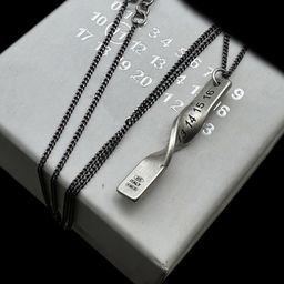 thumbnail for PYC Mobius engraved digital plaque pendant necklace twists unisex couples simple and versatile sweater chain