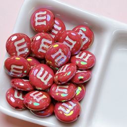 thumbnail for Colorful UV plating color M bean rainbow candy straight hole beads acrylic DIY mobile phone chain bracelet beading material jewelry matching