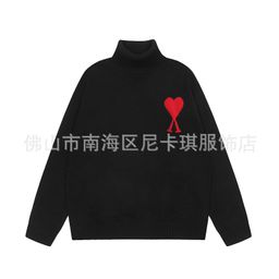 thumbnail for Heavy! ami turtleneck sweater big love jacquard autumn and winter casual couple top warm wool knit