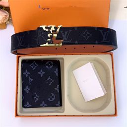 thumbnail for Men's high-end boutique gift box wallet belt business suit belt youth casual smooth buckle dress belt