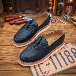 thumbnail for 5915-12 Leather Shoes, Spring Men's Shoes, Genuine Leather, High-End Korean Style, White Cowhide, Casual Slip-Ons, Trendy and Versatile