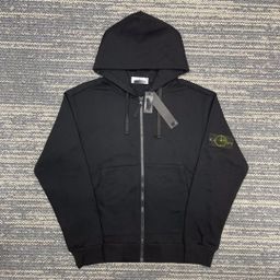thumbnail for Correct version of cross-border STON stone autumn winter men's and women's hooded sweatshirt solid color armband badge style zipper sweatshirt jacket