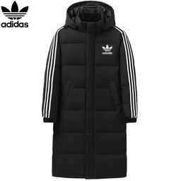 thumbnail for Classic three-bar down jacket, winter men's and women's thickened over-the-knee jackets, couple cold clothing, warm fashion trend