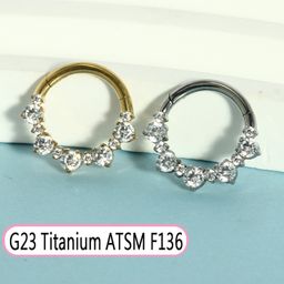 thumbnail for G23钛合金椭圆形锆石鼻中隔鼻钉鼻环闭合环耳环耳蜗钉穿刺饰品新