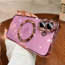 thumbnail for Suitable for Iphone16P Mobile Phone Case Transparent Electroplated Magnetic Large Circle Apple 17Promax Anti-Fall Tpu Protective Cover