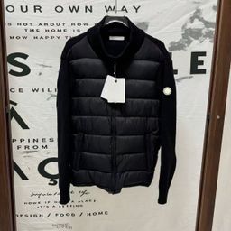 thumbnail for Autumn and winter M Family Badge Patchwork Knitted Lightweight Cotton Jacket for Men, Stand Collar, Small Logo Casual Commuting Versatile Warm Jacket