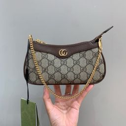 thumbnail for New Classic G Family Printed Underarm Bag Old Flower Genuine Leather Women's One-shoulder Crossbody Bag Cowhide All-match with logo