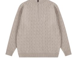 thumbnail for 2025 Autumn/Winter Light Business Youth Style Half-Zip Twist Knit Sweater Fashion Versatile Half-High Collar Warm