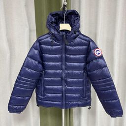 thumbnail for Overseas version of SS23 goose GOOSE warm solid color hooded logo cotton jacket men's Cypress series jacket shiny