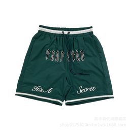 thumbnail for Comercio exterior transfronterizo Trapstar letras impresas bordadas pantalones cortos verano holgados deportes y ocio playa pantalones de cinco puntos hombres