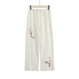 thumbnail for Mom pants, spring thin casual straight-leg pants, middle-aged and elderly women's pants, spring elastic waistband, cropped pants, granny pants