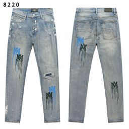 thumbnail for Cross-border European and American Purple Brand jeans jeans washed distressed retro ripped ink splash handsome American