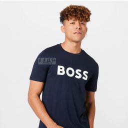 thumbnail for Cross-border foreign trade European size loose men's crew neck short sleeve t-shirt boss fashion brand print light mature casual texture cotton t-shirt