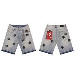 thumbnail for Denim shorts 2025 summer new Godspeed letter patch fashion trendy brand washed athleisure pants for men
