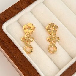 thumbnail for New high-end flower stud earrings, light luxury fashion, English letter studs, elegant inlay, shell temperament, earrings, women