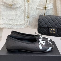 thumbnail for 2025 Chqnel-Style Vintage Kangpeng Bow Ballet Flats, Flat Shoes, Fashionable Versatile High Heels, Classic